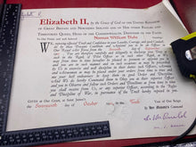Load image into Gallery viewer, Queen Elizabeth II Signed Document Commission RAF Flying Officer - Dated 1961
