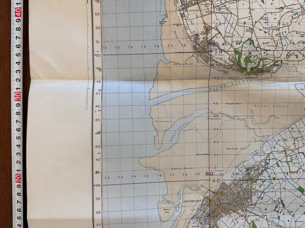 Original WW2 British Army OS Map of Great Britain - Preston Blackpool Southport - The Militaria Shop