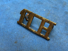 Load image into Gallery viewer, Original WW2 British Army 11th Hussars Brass Shoulder Title
