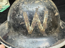 Load image into Gallery viewer, Original WW2 British Home Front Warden&#39;s Helmet-Complete Early Liner &amp; Chinstrap
