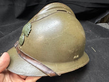 Load image into Gallery viewer, Original WW2 French Army M1926 Adrian Helmet Complete with Liner &amp; Chinstrap
