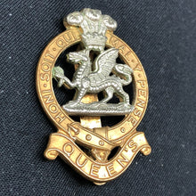 Load image into Gallery viewer, Genuine British Army Cap Badge - Queen&#39;s Regiment - The Militaria Shop
