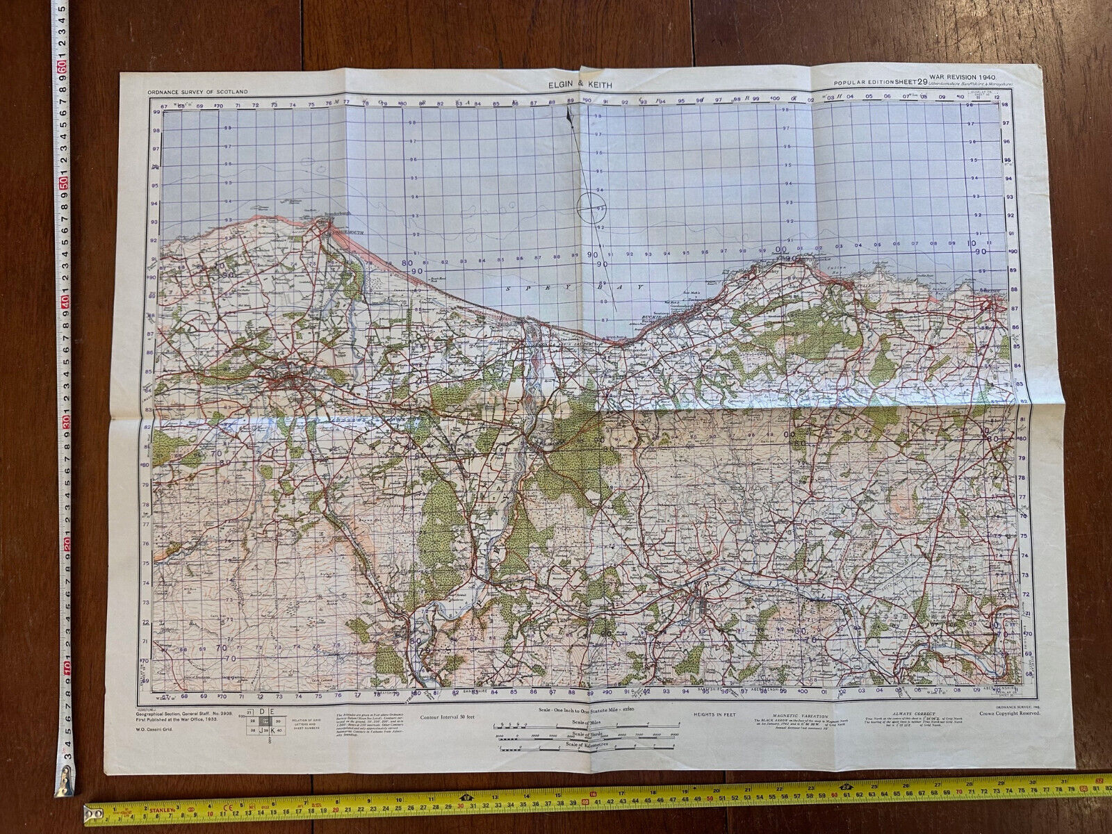 Original WW2 British Army GSGS Map of Scotland - Elgin & Keith - The Militaria Shop