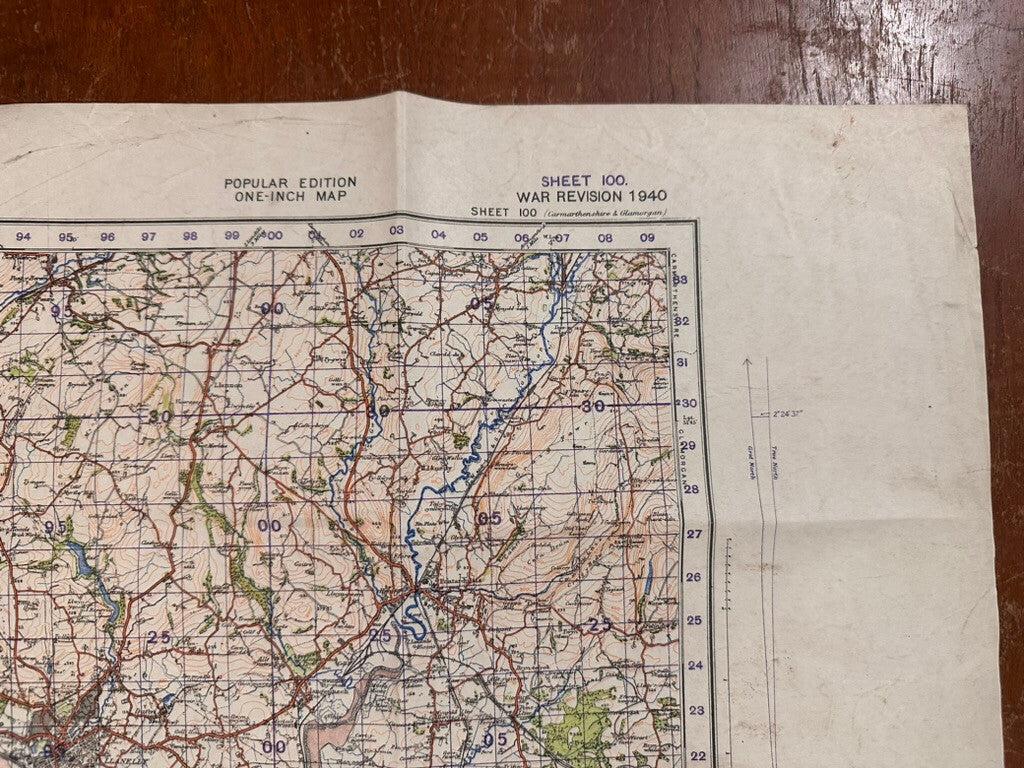 Original WW2 British Army GSGS OS Map of Great Britain - Llanelly - The Militaria Shop