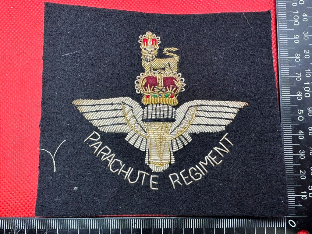 British Army Bullion Embroidered Blazer Badge - Parachute Regiment -Queens Crown