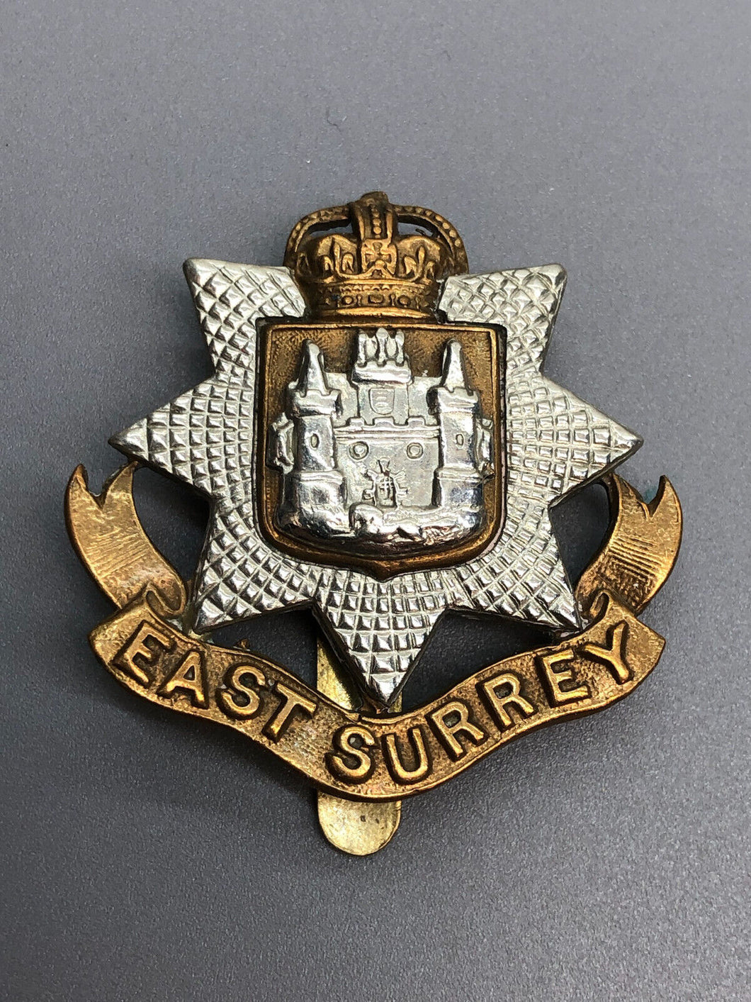 Original WW2 British Army East Surrey Regiment Cap Badge