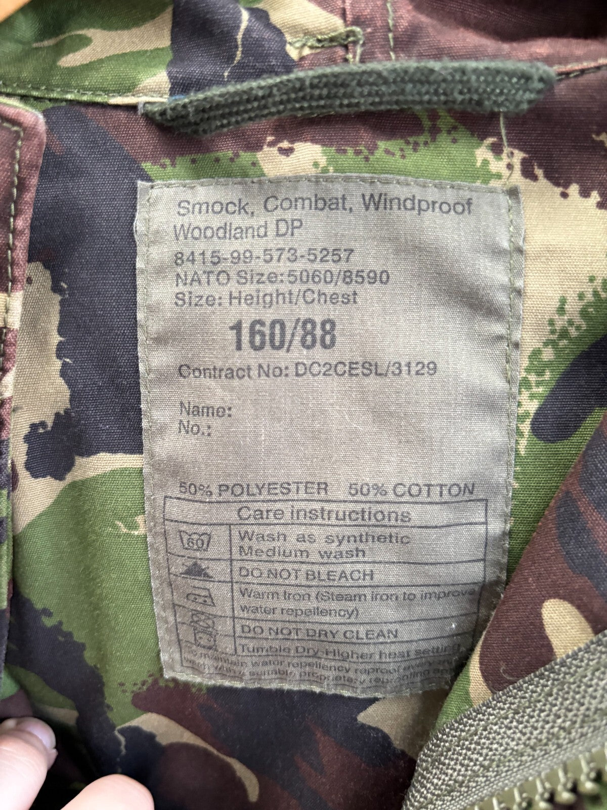 British Army DPM Camouflaged jacket Smock Windproof -Size 160/88 - The Militaria Shop