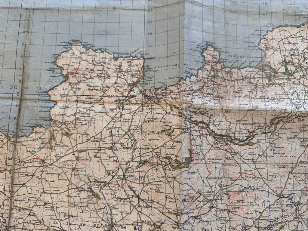 Original WW2 British Army OS Map of Great Britain - St David's & Cardigan - The Militaria Shop