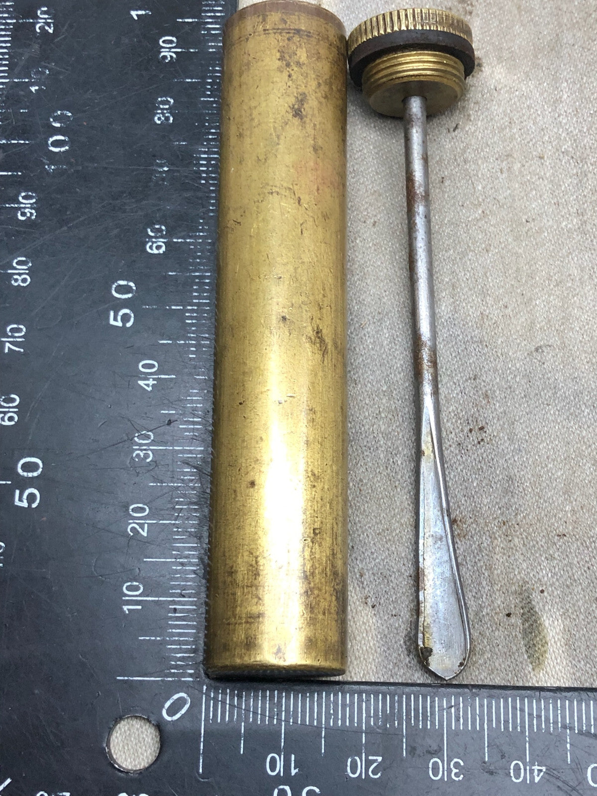 Original WW1 WW2 British Army Empty Brass Oil Bottle Lee Enfield SMLE - The Militaria Shop