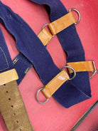 WW2 British Army Hussars Blue Canvas and Leather Belt with WM Fittings. 34 inch. - The Militaria Shop