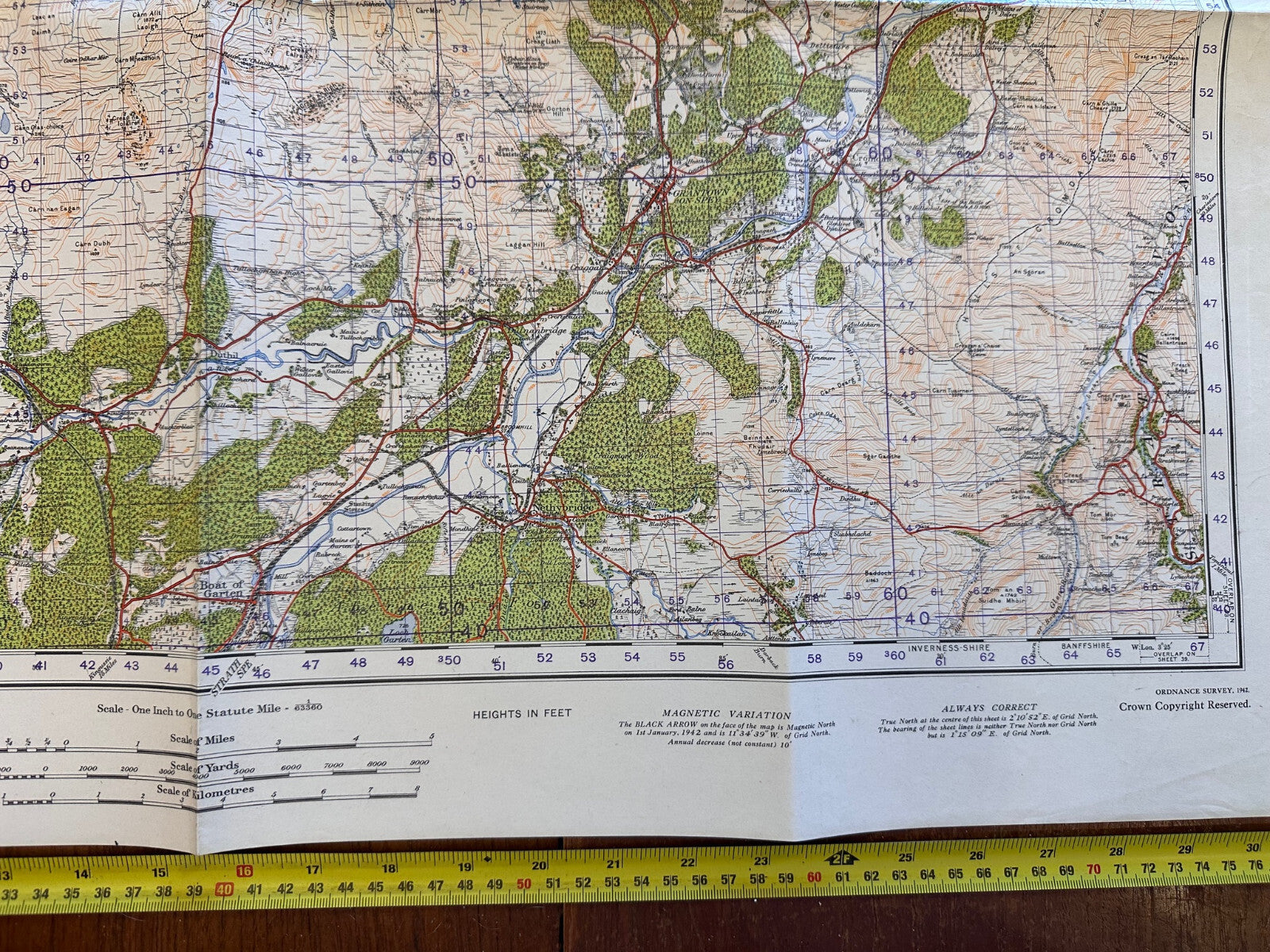 Original WW2 British Army GSGS Map of Scotland - Grantown on Spey & Strath Dearn - The Militaria Shop