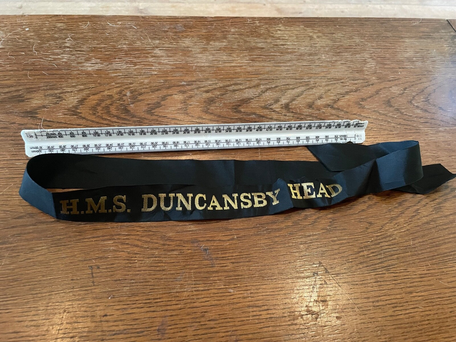 Genuine British Royal Navy HMS Duncansby Head Cap Tally - Full Length - Mint - The Militaria Shop