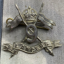 Load image into Gallery viewer, Original WW2 British Army 9th Queen&#39;s Royal Lancers Cap Badge
