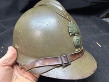 Load image into Gallery viewer, Original WW2 French Army M1926 Adrian Helmet Complete with Liner &amp; Chinstrap
