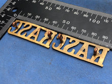 Load image into Gallery viewer, Original Pair of WW2 Brass British Army Shoulder Titles RASC Army Service Corps
