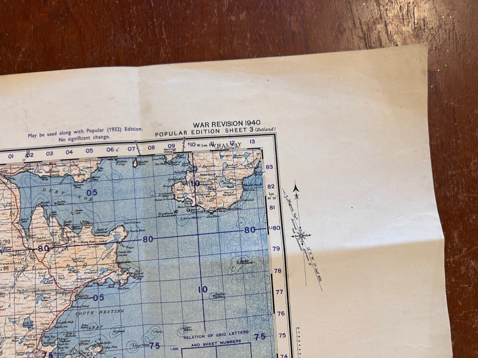 Original WW2 British Army GSGS Map of Scotland - Mainland Shetland Islands - The Militaria Shop