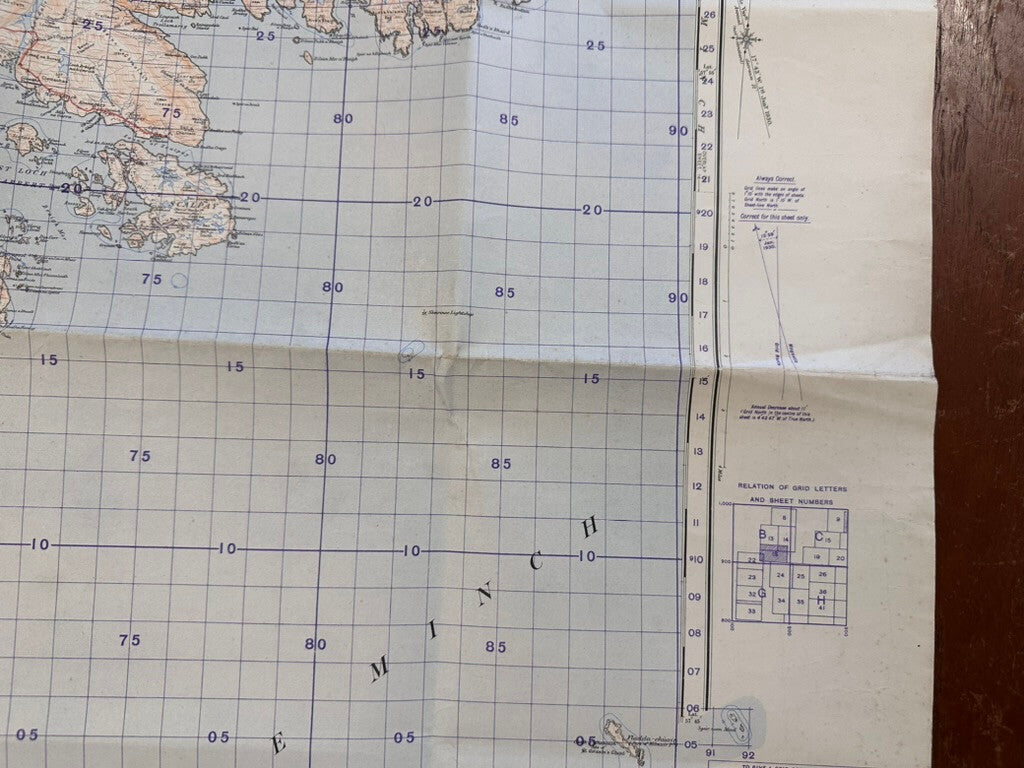 Original WW2 British Army GSGS Map of Scotland - Harris - The Militaria Shop