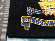 Load image into Gallery viewer, British Army Bullion Embroidered Blazer Badge - 10th Royal Hussars
