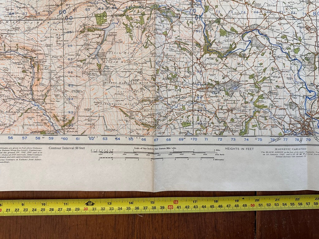 Original WW2 British Army GSGS Os Map of Great Britain - Ripon & Northallerton - The Militaria Shop
