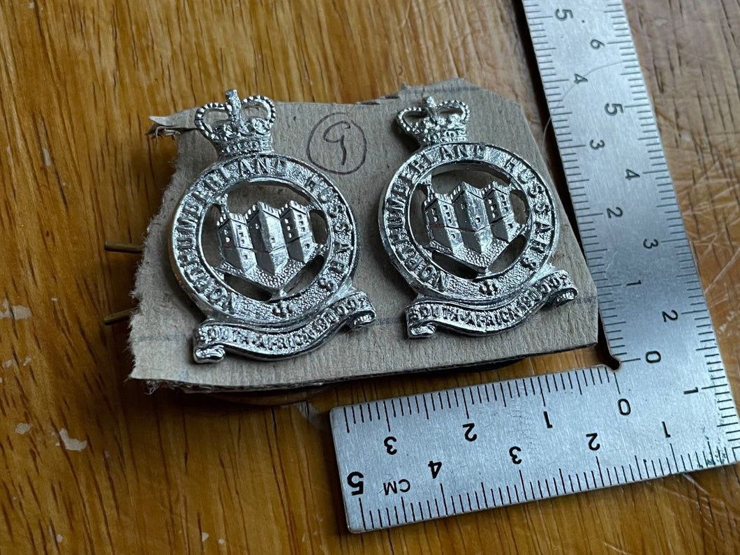 Original British Army Northumberland Hussars Collar Badges - The Militaria Shop
