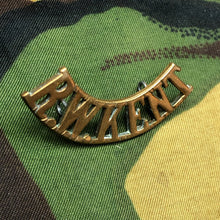 Load image into Gallery viewer, Genuine British Army WW1 Brass Shoulder Title - Royal West Kent - The Militaria Shop
