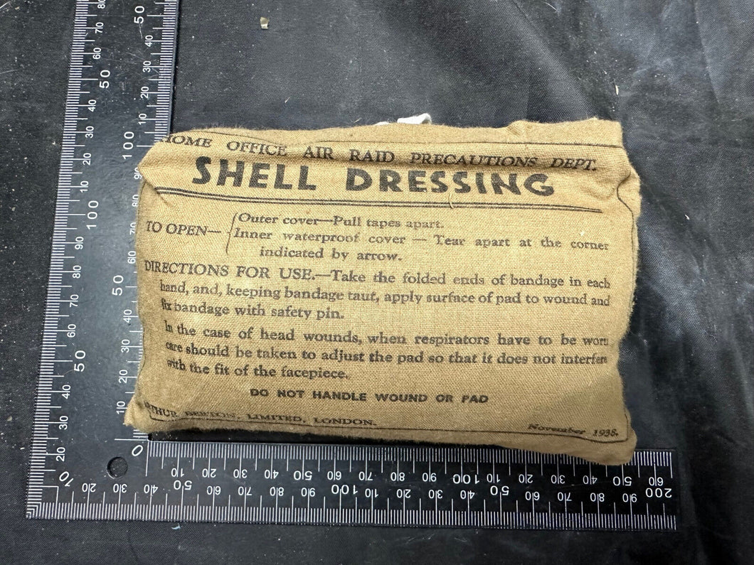 Original WW2 Dated British Army First Aid Shell Dressing - 1938 Dated