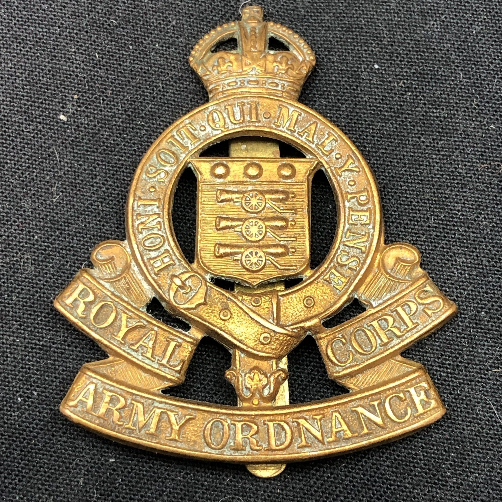 Original WW2 British Army Cap Badge - Royal Army Ordnance Corps - The Militaria Shop