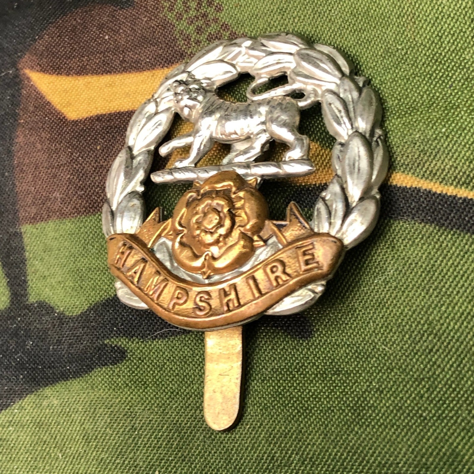 Original WW2 British Cap Badge - Royal Hampshire Regiment - The Militaria Shop