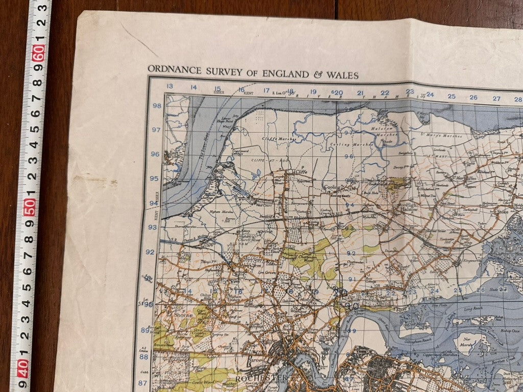 Original WW2 British Army GSGS OS Map of Great Britain - Chatham & Maidstone - The Militaria Shop