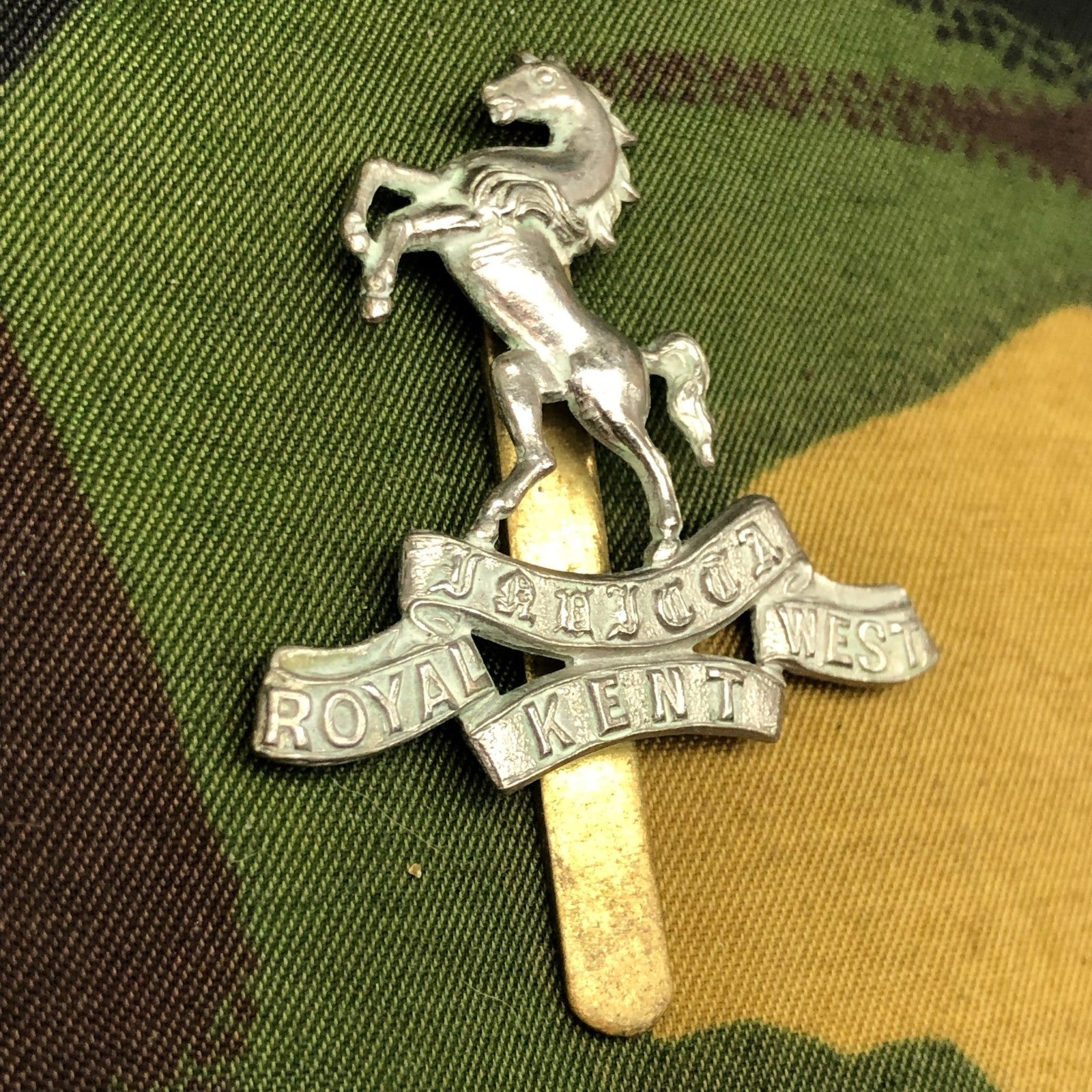 Original British Army WW2 Cap Badge - Queen's Own Royal West Kent Regiment - The Militaria Shop