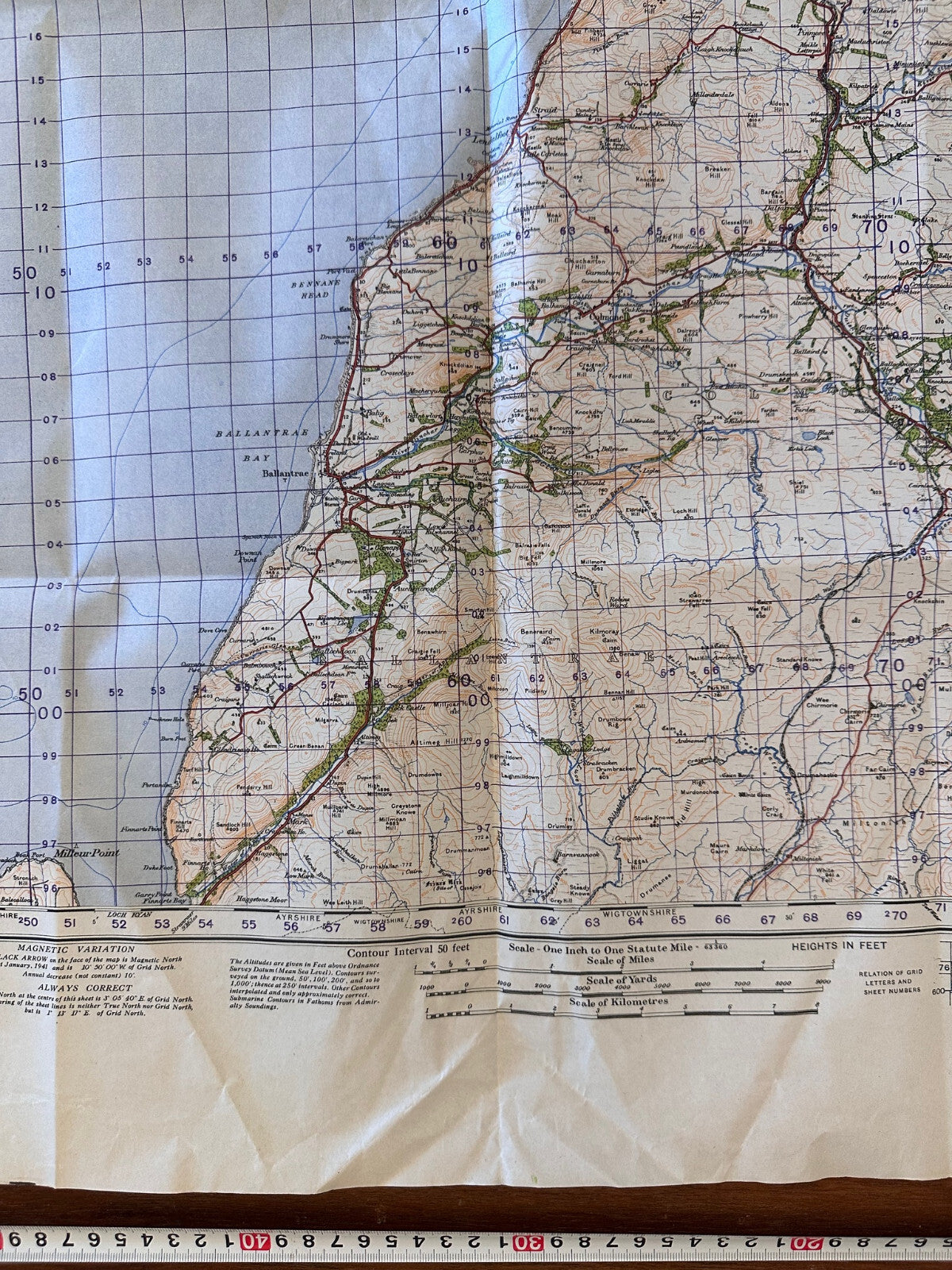 Original WW2 British Army GSGS Map of Scotland - Auksa Craig & Girvan - The Militaria Shop