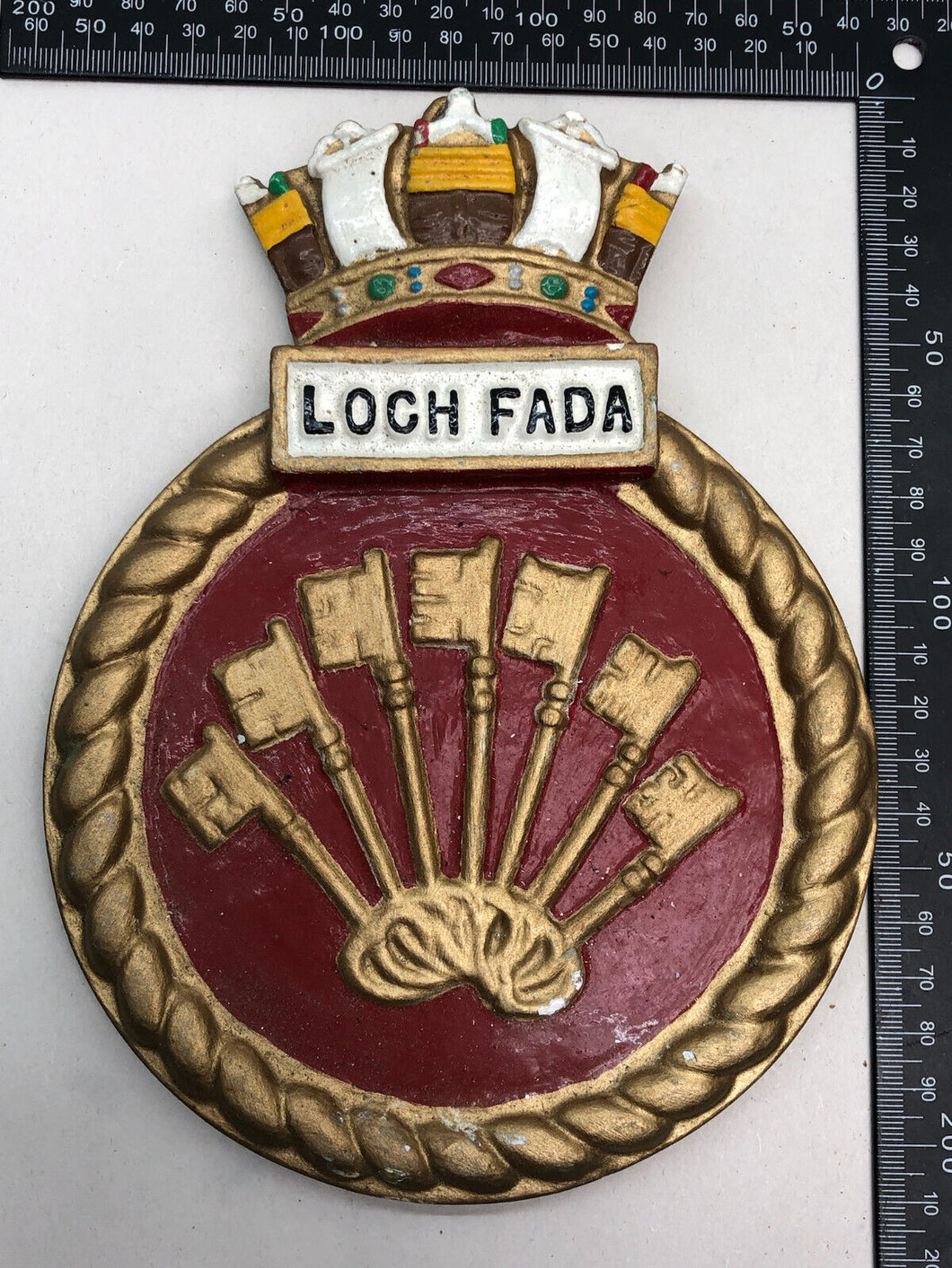 Original British Royal Navy HMS Loch Fada Wall Plaque