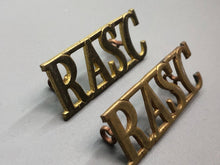 Load image into Gallery viewer, Original British Army WW2 Pair of Royal Army Service Corps RASC Shoulder Titles
