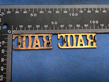 Load image into Gallery viewer, Original Pair of WW2 Brass British Army Shoulder Titles RAOC Army Ordnance Corps
