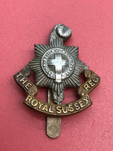 Load image into Gallery viewer, Original WW2 British Army Cap Badge - The Royal Sussex Regiment
