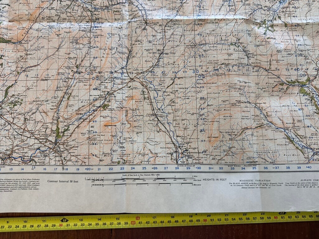 Original WW2 British Army GSGS Map of England & Wales - Kirkby Lonsdale & Hawes - The Militaria Shop
