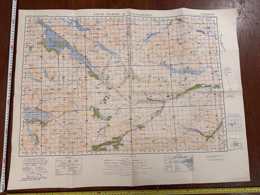 Original WW2 British Army GSGS Map of Scotland - Loch Maree & Achnasheen - The Militaria Shop