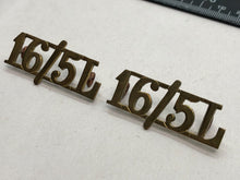 Load image into Gallery viewer, Original British Army Pair of 16th/5th Lancers (16/5L) Shoulder Titles
