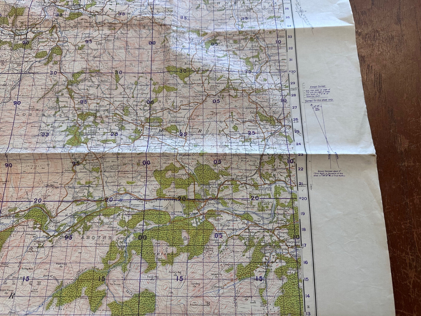 Original WW2 British Army OS Map of Scotland - Ballater & Strathdon - The Militaria Shop
