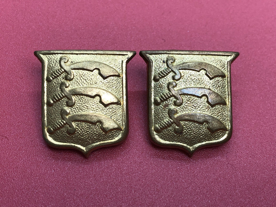 Original WW2 British Army Essex Regiment Collar Badges Pair