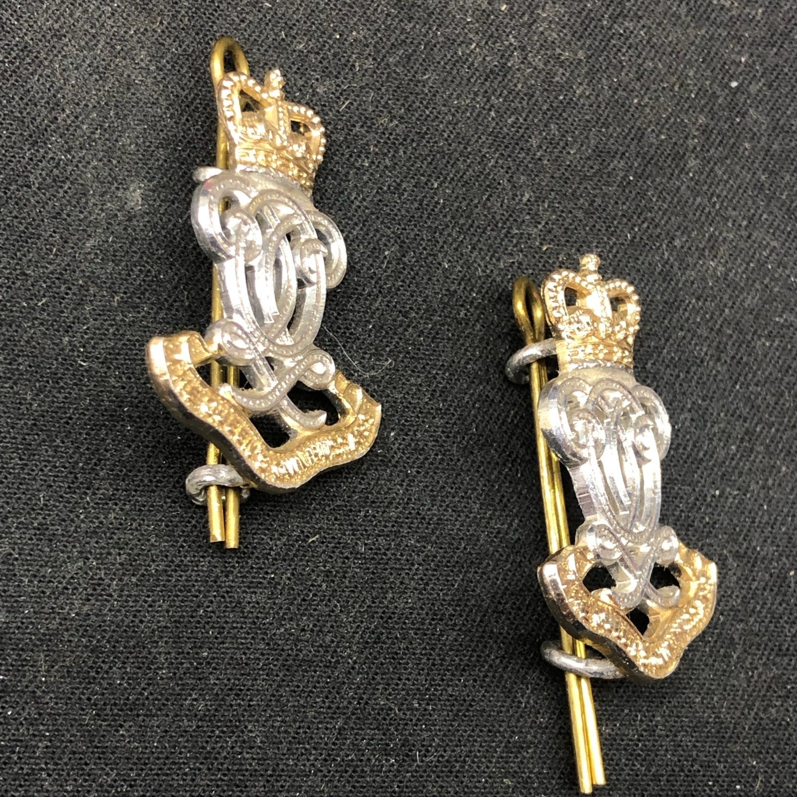 Original British Collar Badge Pair - The Queen's Own Hussars - The Militaria Shop