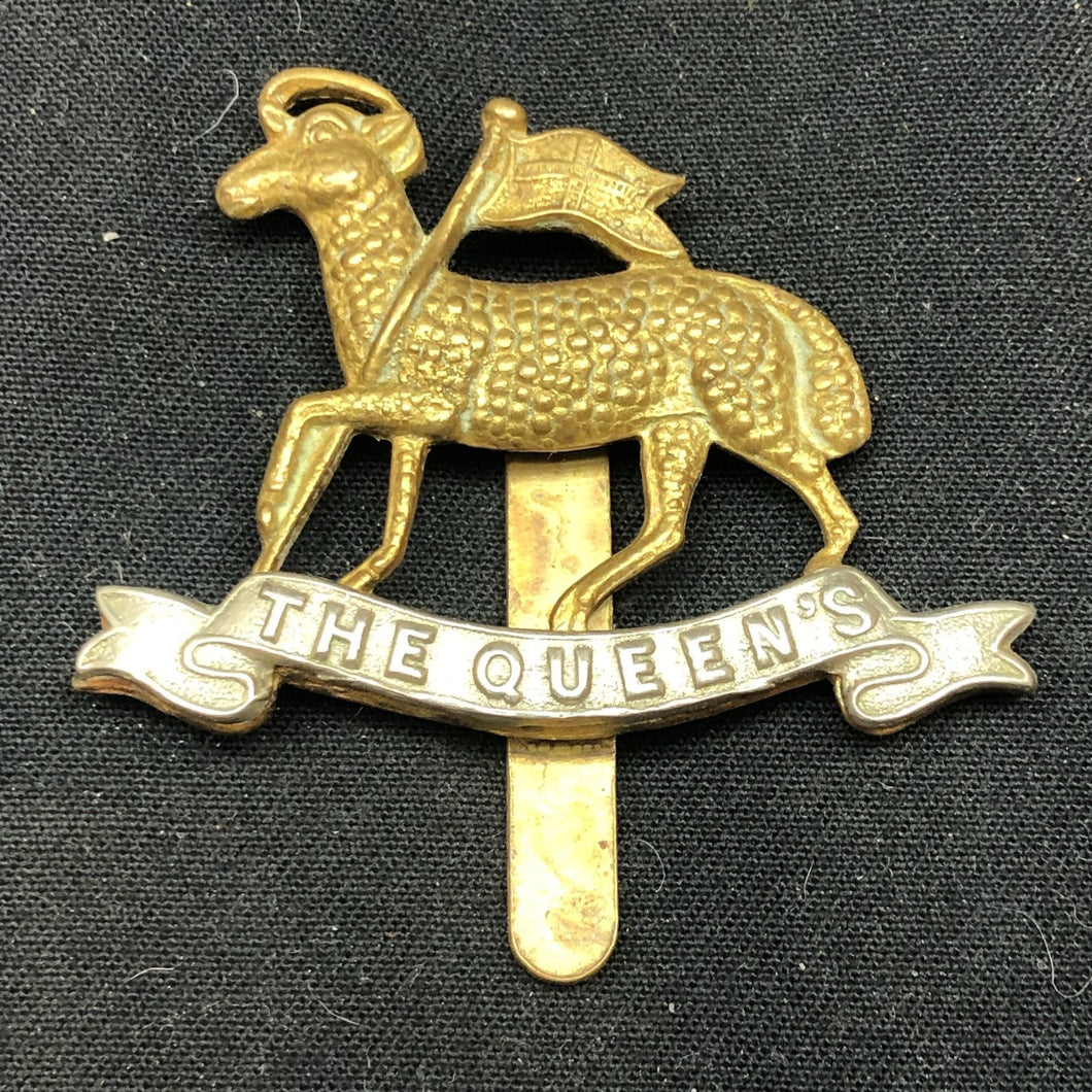 Original WW2 British Army Cap Badge - Queen's Royal Regiment (West Surrey) - The Militaria Shop