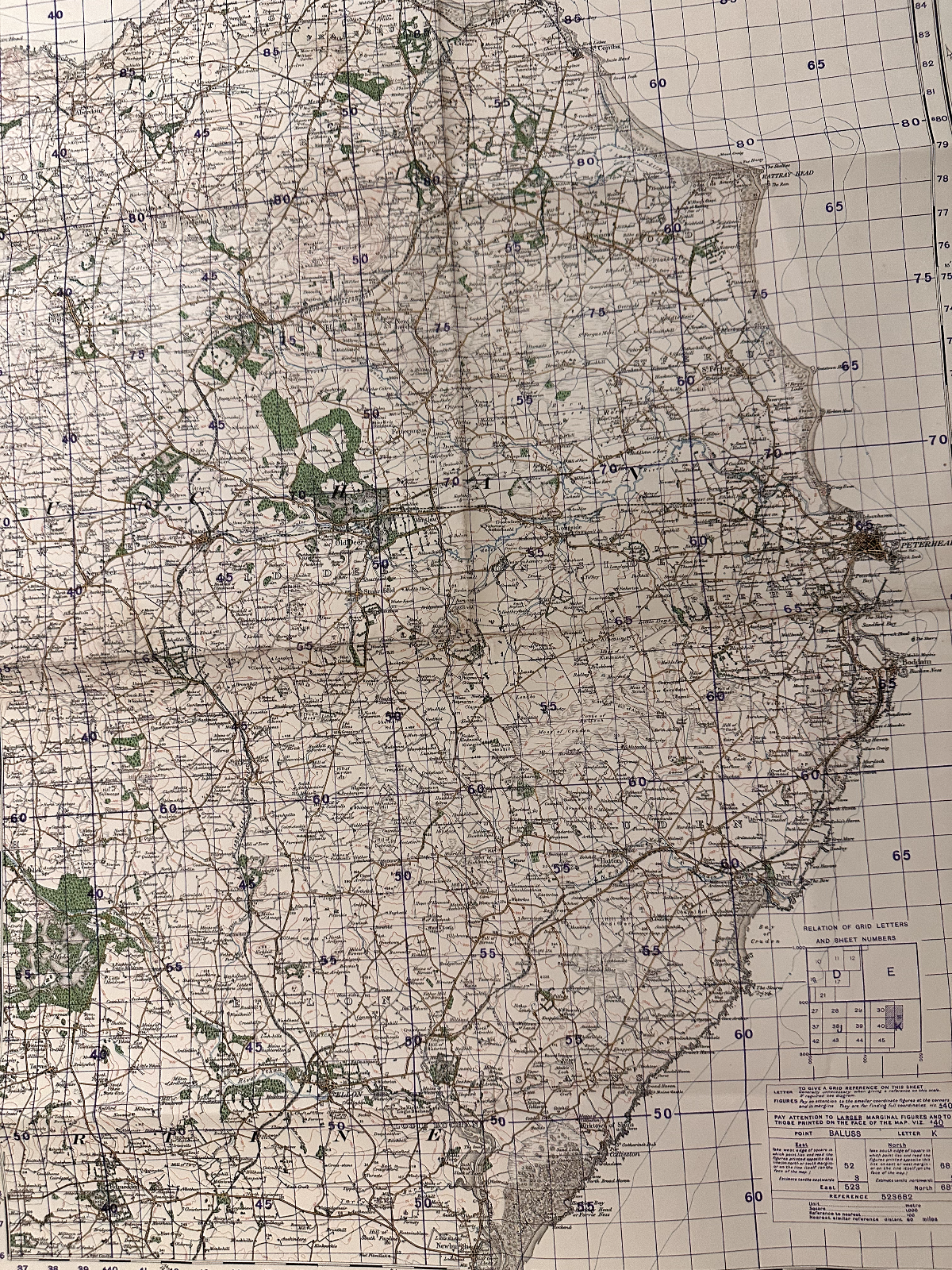 Original WW2 British Army GSGS OS Map of Great Britain - Peterhead - The Militaria Shop