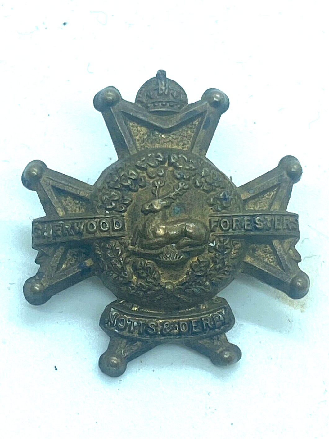 WW1 / WW2 British Army Notts & Derby Sherwood Foresters Officer's Collar Badge