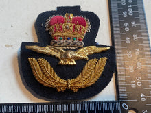 Load image into Gallery viewer, Original British Royal Air Force RAF Officer&#39;s Bullion Cap Badge - Lightly Used
