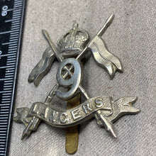 Load image into Gallery viewer, Original WW2 British Army 9th Queen&#39;s Royal Lancers Cap Badge
