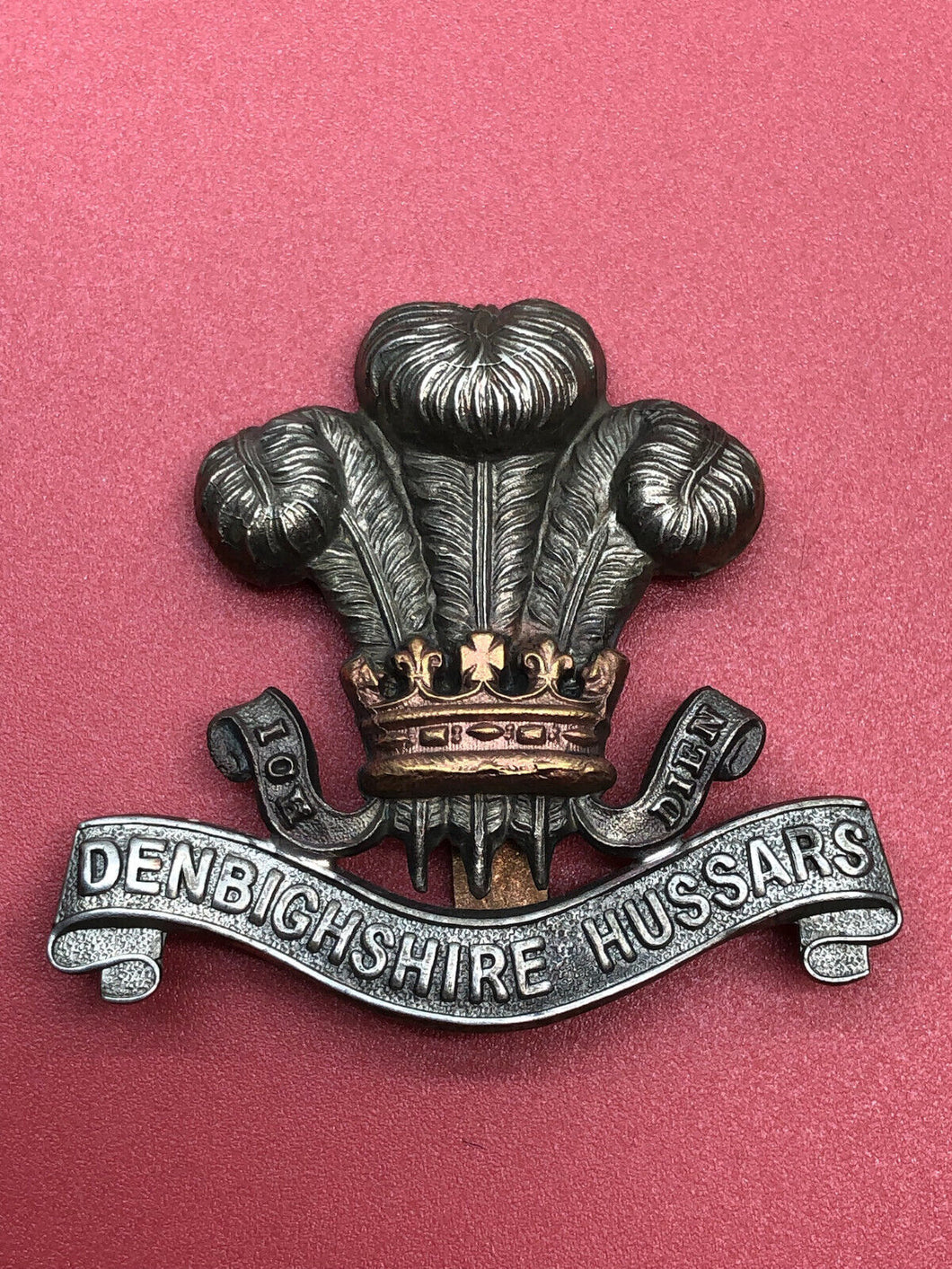 Original WW1 British Army Denbighshire Hussars Cap Badge