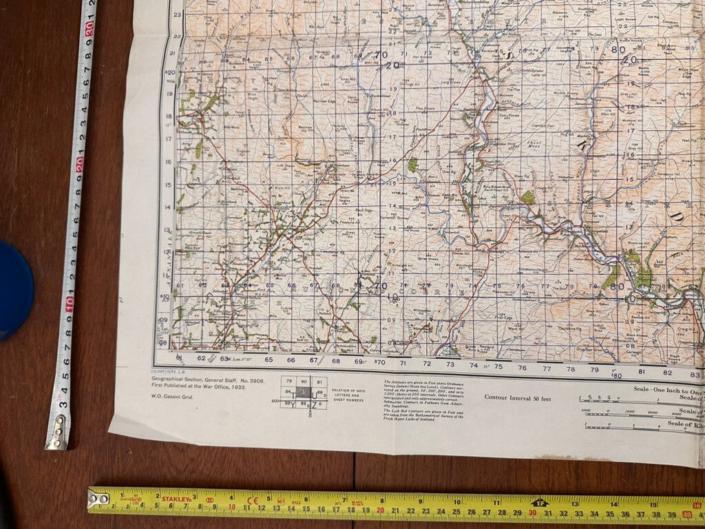 Original WW2 British Army GSGS OS Map of Scotland - Hawick & Eskdale - The Militaria Shop
