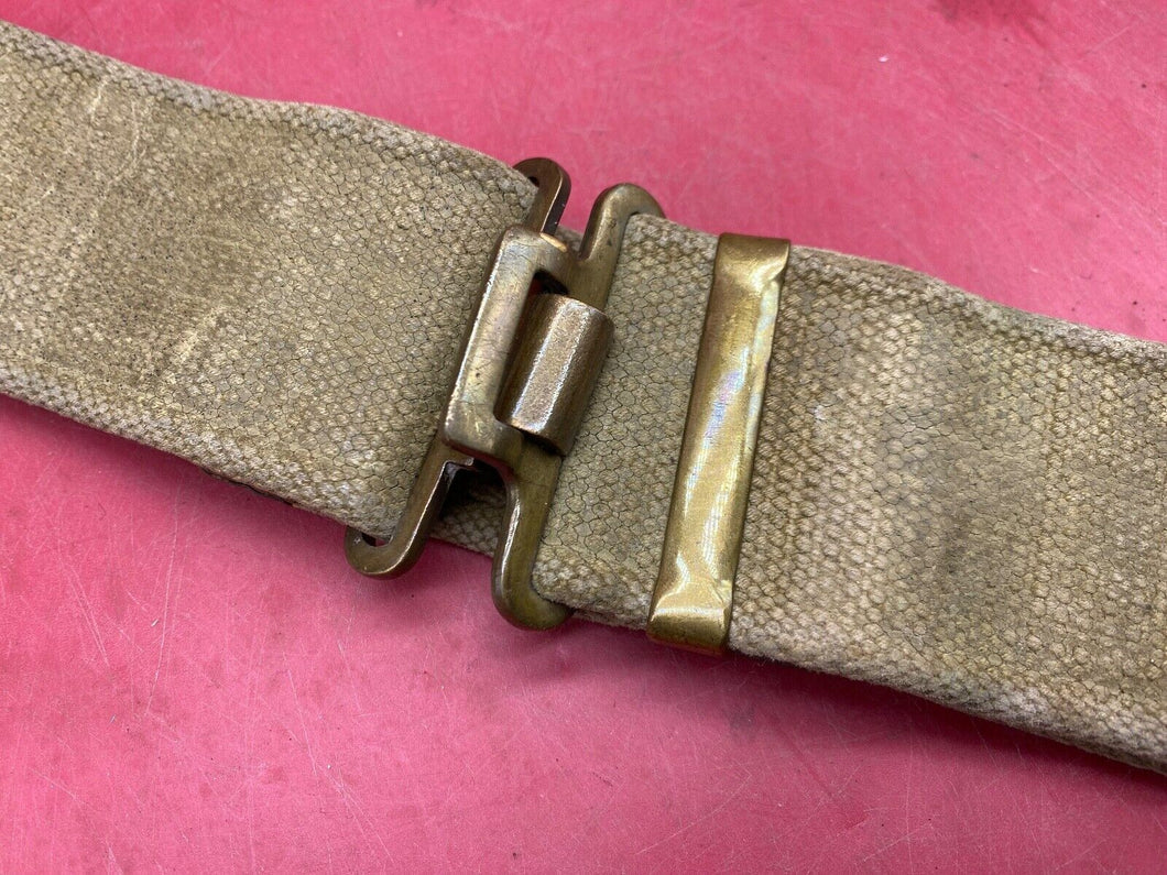 Original British Army 37 Pattern Webbing Belt with Brass Fittings - Approx 38