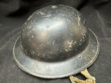 Load image into Gallery viewer, Original WW2 British Civil Defence Home Front Helmet, Liner &amp; Chinstrap Set
